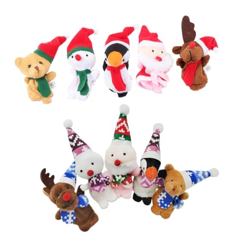 JOINPAYA 10St Weihnachts Finger Puppen Fingerpuppenspielzeug Plüschtier Tierspielzeug Kinder Christmas Kinderversorgung Weihnachtsfingerpuppen Stoff von JOINPAYA