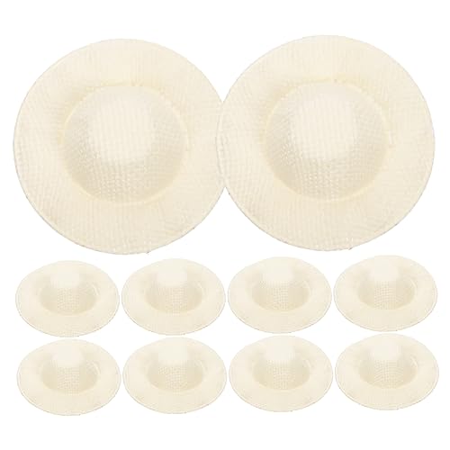 JOINPAYA 10st Mini-Hut Puppen Mini-Sombrero Miniatur Kleine Strohhüte Spielzeug Strohhüte Für Puppe Mini Gewebter Hut Strohhüte Zum Basteln Strohhut Puppe Cowboyhüte Mini-Sachen Beige Stoff von JOINPAYA