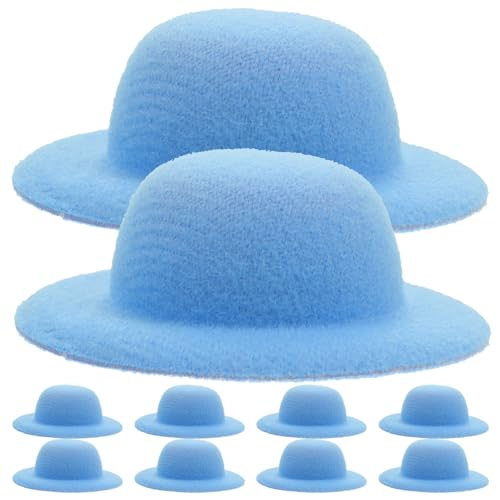 JOINPAYA 10st Mini-Strohhut Kleiner Zylinder Filz-Fedoras Kleiner Hut Mit Breiter Krempe Minihut Zum Basteln Mini-hüte Puppe Miniaturhut Mini-Enten Katzenhüte Puppenhüte Eva Blue von JOINPAYA