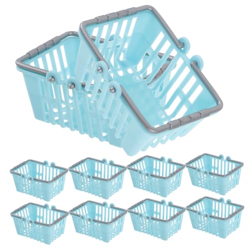 JOINPAYA 10st Mini-einkaufskorb Körbe Aus Rattan Wäschekorb Spielzeugkorb Aufbewahrungskorb Weidenkorb Aufbewahrungskörbe Mini-Korb-dekore Supermarkt-Korb-Modell Sky-Blue Plastik von JOINPAYA