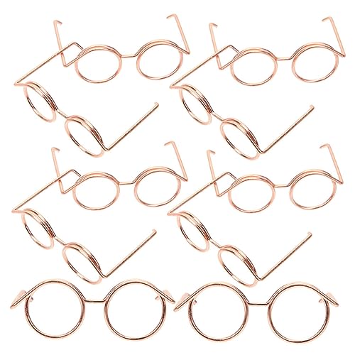 JOINPAYA 10st Puppenbrille Katze Klassische Retro-Sonnenbrille Puppensonnenbrille Für Wichtel Lustige Brillendekore Mini-Brille Brillenrequisiten Zum Anziehen Miniatur Rose Gold Metall von JOINPAYA