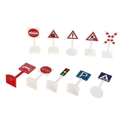 JOINPAYA 10st Simulation Von Verkehrs Zeichen Mini-straßenschild Spielzeug-stoppschilder Spielzeug Für Die Frühe Sicherheitserziehung Rollenspiel Verkehrszeichen-spielset Plastik von JOINPAYA