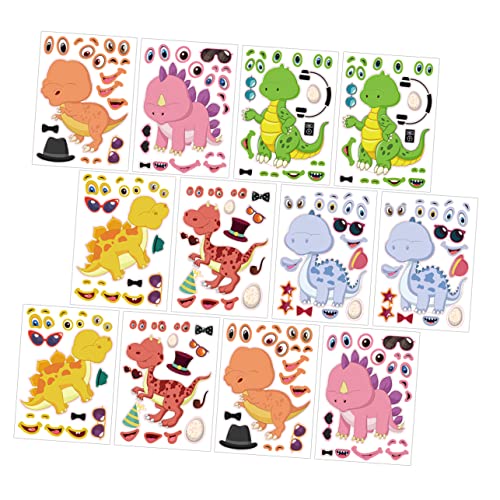 JOINPAYA Dinosaurier-Puzzle-Aufkleber 12er-Pack Dinosaurier-Aufkleber-Set Party-geschenkaufkleber Dekorative Aufkleber für Jungen und Mädchen von JOINPAYA