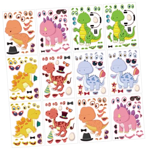JOINPAYA 12 Blatt Teiliges Dinosaurier Puzzle Sticker Niedliche Cartoon Aufkleber zum DIY Figuren Gestalten Wiederverwendbar als Party gastgeschenke und Dekoration für Kinderzimmer und JOINPAYA 12 Blatt Teiliges Dinosaurier Puzzle Sticker Niedliche Cartoon Aufkleber zum DIY Figuren Gestalten Wiederverwendbar als Party gastgeschenke und Dekoration für Kinderzimmer und von JOINPAYA
