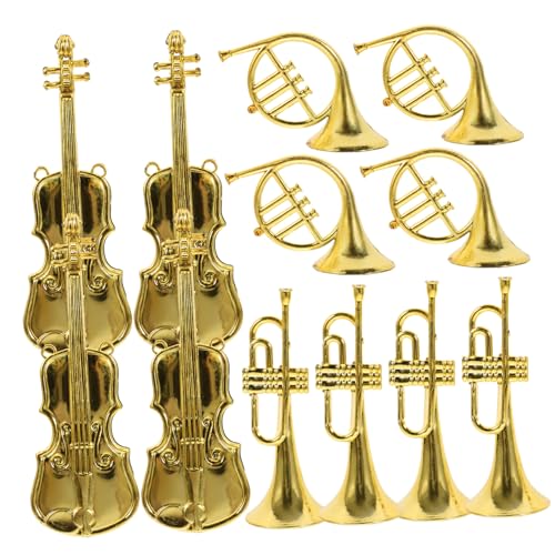 JOINPAYA 12 Stück Musikinstrument Dekorationen Horn Weihnachts Mini Instrumente Weihnachtsornament Mini Blasinstrument Weihnachts Instrumente Dekor Weihnachts Partygeschenke Mini von JOINPAYA