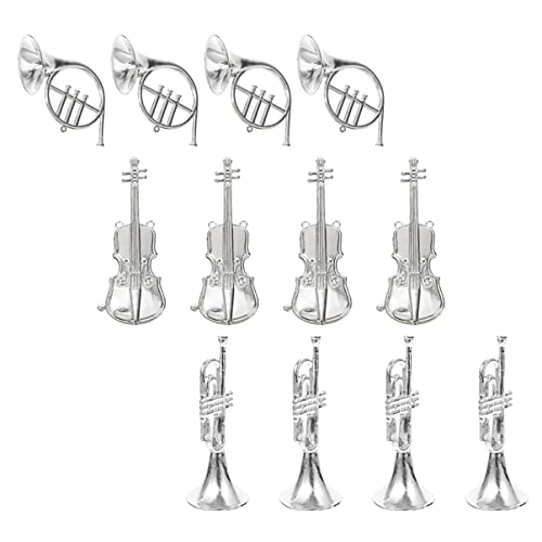 JOINPAYA 12 Teiliges Musikinstrumentenmodell Silberner Weihnachtsbaum Musikinstrumente Weihnachtsgirlande Glocken Silberne Instrumente Puppenhaus Weihnachtsdekoration Miniatur von JOINPAYA