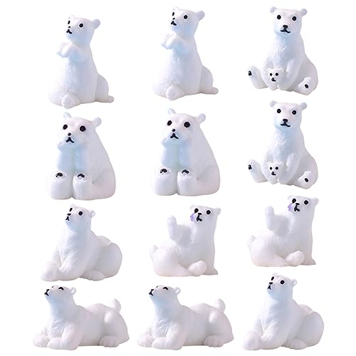 JOINPAYA 12St Miniatur-Bärenfiguren Animal Figures Cute Decor gartendeko Bärenfiguren für DIY-Dekoration Niedliche Dekoration weihnachtsdeko Mikrolandschaftsbär Kleiner Bär Harz Weiß von JOINPAYA