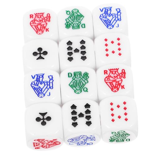 JOINPAYA 12St Poker Würfel familienspiele Party Games Game of dice partyspiele Brettspiel Prop Spiele für Geburtstagsfeiern Pokerwürfel-Requisite tragbare Würfel Würfel-Stütze Jetons Acryl von JOINPAYA