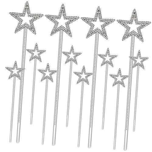 JOINPAYA 12St Zauberstab Party-Fee-Zauberstäbe Feenstab für Kinder Sterndekor Fairy Wand kinderkostüme kinderspielzeug Zauberstäbe für Bühnenauftritte Feenstäbe für Kinder Plastik Silver von JOINPAYA