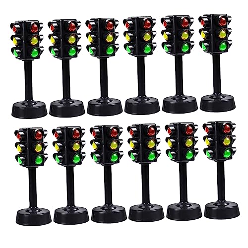 JOINPAYA 12st Ampelmodell Ampel-Miniatur Verkehrszeichen-spielset Spielzeug-bremslichter Interessante Signallampe Interessante Lampe Ampellampe Verkehrszeichen Für Spielzeug Dekor Abs Black von JOINPAYA