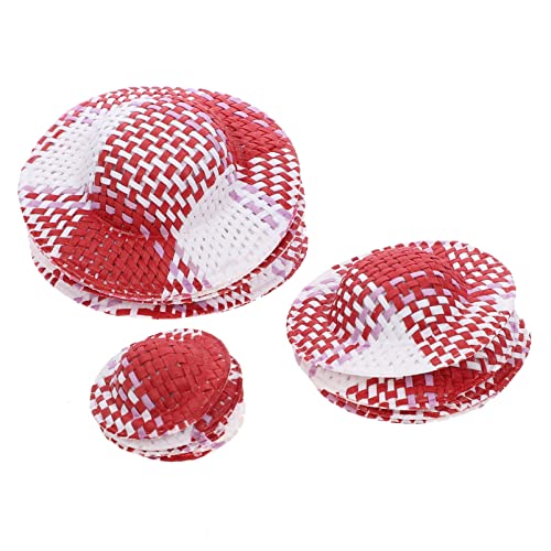 JOINPAYA 12st Bunt Gestreifter Hut Klein Mini-Kappe Miniaturen Mini-puppenmütze Mini-Hut Mini-Sonnenhut Puppenkleidung Hut Mini-Zylinder Augen Für Kuscheltiere Kleider Deckel Papier Rot von JOINPAYA