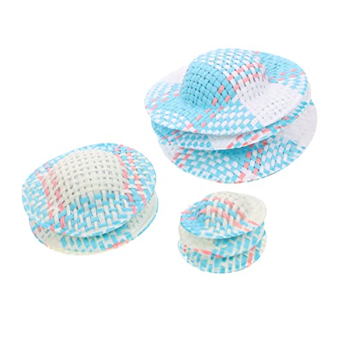 JOINPAYA 12st Gestreiftes Hutzubehör Mini-Kappe Mini-Zylinder -hexenhut Puppenwagen Mini- Puppenkleidung Mini-Sonnenhut Babyzubehör Puppenhüte Miniaturhüte Papier Blue von JOINPAYA