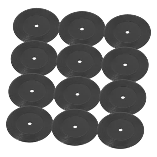 JOINPAYA 12st Mini-rekordmodell Mini-schallplatten-disc Miniatur-schallplattenmodell Miniatur-puppenhaus-bausatz Puppenhausdekoration Puppenhaus-Mini-schallplatten 1:12 Rekord Plastik Black von JOINPAYA