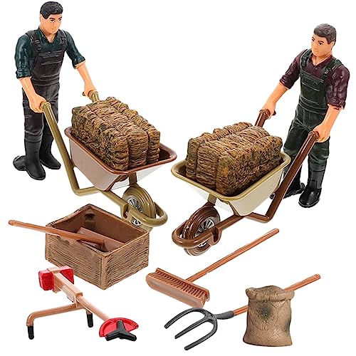 JOINPAYA Miniatur Bauernhof Zubehör Mit Landwirten Und Miniaturwerkzeugen Pädagogisches Spielset Für Mini Rake Und Farm Szenen Accessoires von JOINPAYA