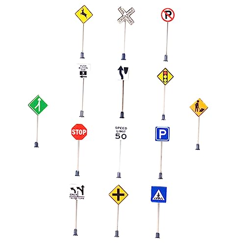 JOINPAYA 14st Zubehör Für Mikrolandschaften Mini-straßenschild Verkehrsindikatormodell Sandtischmodell Mini-verkehrszeichen Sandtisch Für Kinder Miniatur Sandtisch Dekor Abs Plus Edelstahl von JOINPAYA