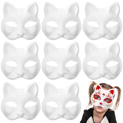 JOINPAYA 15 Stück Weiße Katzen-Gesichtsmaske: Blank Unvollendete Maskerade-Papiermaske Für Kostüm-Cosplay von JOINPAYA