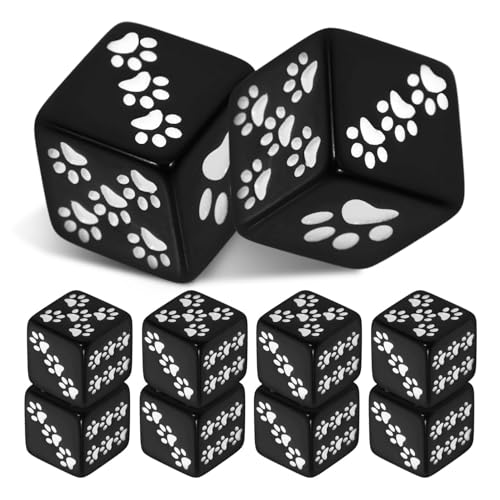 JOINPAYA 16 Mm D6-Würfel-Set 10 Stück Pfotenabdruck Standard-Würfel 6-Seitige Würfel Mini-Cartoon-Würfel Für DND Tisch-Brettspiele Tisch-Rollenspiele Katzen-Aufdruck von JOINPAYA