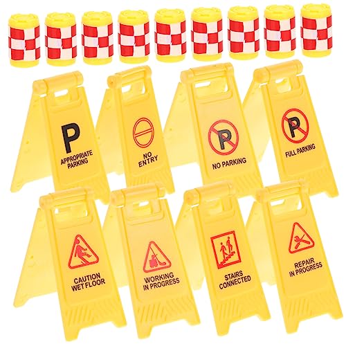 JOINPAYA 16st Straßenschild Barrikade Straßensperre Spielzeug Ampelmodell Behälter Verkehrsfässer Für Frühes Lernen Mini-Verkehr Jungen Kinderspielzeug Spielen Rollenspiel Ampel Tipis Abs von JOINPAYA