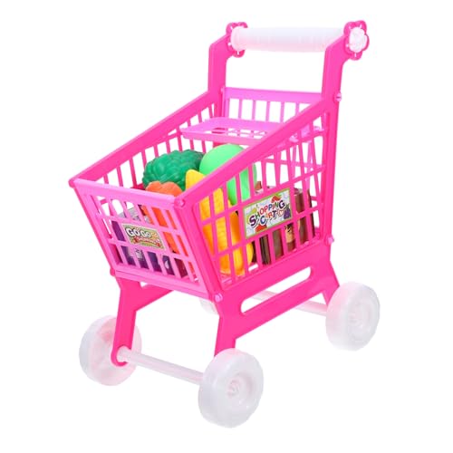 JOINPAYA 1Stk Simulierter Warenkorb Wagen Puppenhauszubehör Spielzeug Einkaufen Rollenspiel Kinderspielzeug Mini Kinder kaufmannsladen kinderladen Puppenregal simulierter Trolley Abs Rosa von JOINPAYA