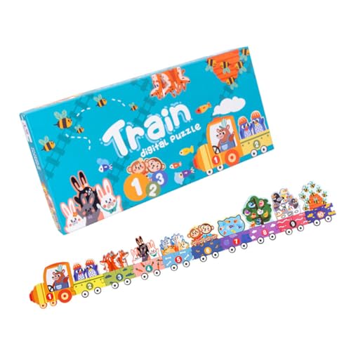 JOINPAYA 1Stk Zahlen Zug Puzzle Kinder Puzzle kinderpuzzle jucarii pentru copii Lernrätsel Spielzeug Verkehrspuzzles kognitives Puzzle-Spielzeug Puzzle-Lernspielzeug hölzern Colorful von JOINPAYA