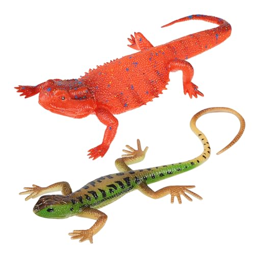 JOINPAYA 2 STK Simulationstiermodell Gefälscht Raupe Drachen Gecko Reptilien Leguan Stickig Leopard Figur Dehnbarer Leguan Streich-Requisiten Realistisches Reptil Plastik von JOINPAYA