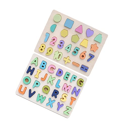 JOINPAYA 2 Sätze Alphabet-Block-Puzzle Puzzle rätselbuch Puzzle buchstabenpuzzle spielzeuge Intelligenzentwicklungsrätsel pädagogisches Baustein Holz von JOINPAYA