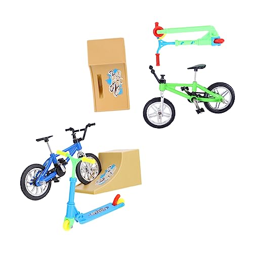 JOINPAYA 2 Sätze Fingerrad Finger-Bike-Roller-Rampe Fingerbike Mit Rampe Mini-Schreibtisch-wettbewerbsspiel Puppenhaus Fahrrad Spielzeug Fingerscooter-kit Mini-Spielzeug Aluminiumlegierung von JOINPAYA