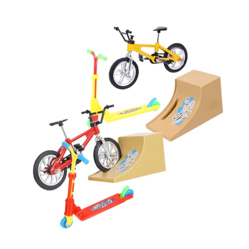 JOINPAYA 2 Sätze Fingerrad Tisch-Wettkampfspielset Finger-Scooter-Rampen-Set Spielzeug für Kinder kinderspielzeug Tischspiel für Kinder Mit den Fingern Faltbarer Roller-Bausatz Plastik von JOINPAYA