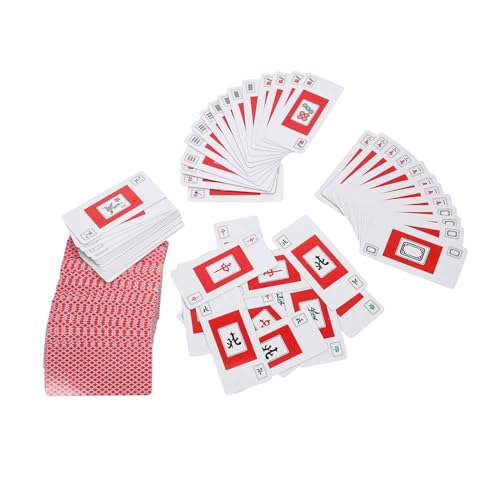 JOINPAYA 2 Sätze Mahjong-Poker chinesisches Tischspiel Chinesische Mahjong-Spielkarte Mahjong Karten Mahjong Spielkarten partyspiel Mahjong-Kartenspiel Requisiten für Reisespiele Papier rot von JOINPAYA