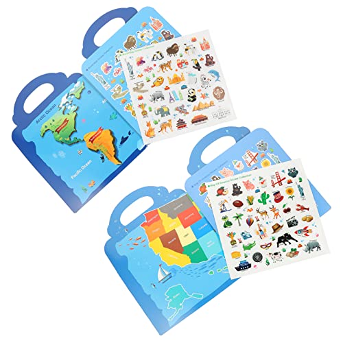 JOINPAYA 2 Sätze Stickerbuch Für Kinder Amerika-stickerbuch Aufkleberbuch Kleinkind Aufkleber Weltkarten-stickerbuch Interaktives Kartenspielzeug Wasserdichtes Umweltschutz-szenenbuch von JOINPAYA