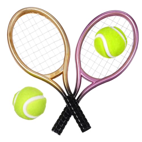 JOINPAYA 2 Sätze Tennisschläger Tennis Bausatz Raquetas Netz Puppenhaus-Tennis-dekor Sportmöbel Mini-tennisschläger-Spielzeug Puppenhaus-tennisschläger Zubehör Mini DIY Dekor Plastik von JOINPAYA