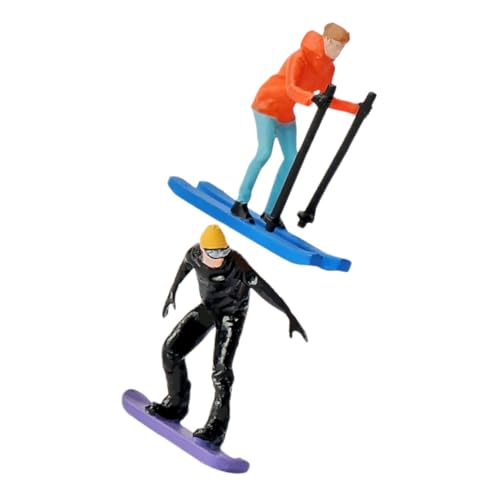 JOINPAYA 2 Stück Handbemalte Skifahrer 1:64 Miniatur-skifahrerfiguren Diorama-skimodelle Für Diorama-straßenszenen-Dekorationen von JOINPAYA