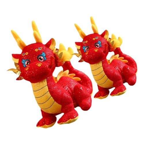 JOINPAYA 2 Stück Jahr der Drachen-Maskottchen-Puppe neujahrsdeko drachenfiguren drachenjahre spielzeuge stofftier chinesisches neujahrsmaskottchen Drachenpuppenspielzeug Plüsch von JOINPAYA