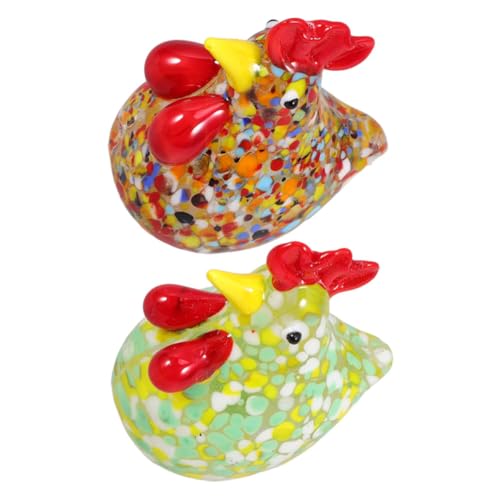 JOINPAYA 2 Stück Küken-Ornament küchen deko Rooster Statue Dekoration Huhn Deko Handgefertigte Vogelstatuen Tierische Ornamente für die Wohnung Hühnerstatue Hahn Küche Glas von JOINPAYA