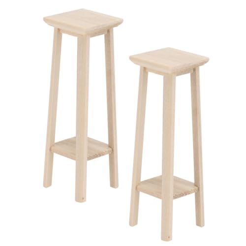 JOINPAYA 2 Stück Mini-Hocker Stühle Bausätze Figur Anzeige puppenhaus Miniatur-Blumenregal-Modell Mini-Verzierung Mini-Pflanzenständer Puppenmöbel Mini-Ständer hölzern Beige von JOINPAYA