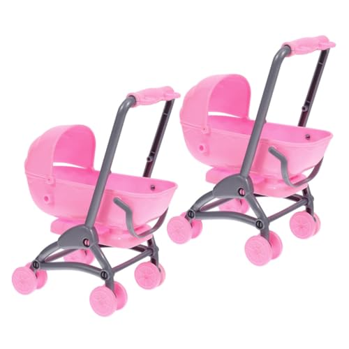 JOINPAYA 2 Stück Spielzeugkinderwagen für vorgeben Babyspielzeug Geburtstagsgeschenk für kinderspielzeug Puppenwagen aus Kunststoff Kinderwagen für 3-jährige Mädchen Rosa von JOINPAYA