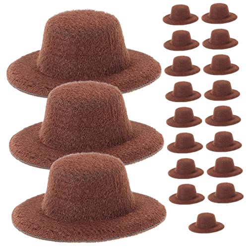 JOINPAYA 20St Mini-Hut Kinderkleider kinderkleidung kinderkostüme Mini Scale Toy Hüte Kappen Mini-Puppen Kleine Jazzhütchen zum Basteln Puppe verkleiden Sich Kostüm Stoff Brown von JOINPAYA