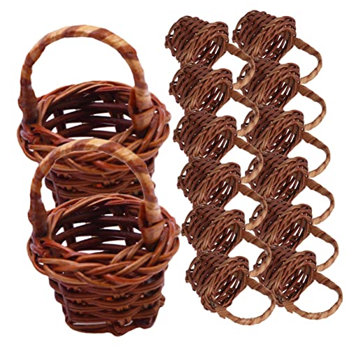 JOINPAYA 20St Mini tragbar Mini Bastelkorb Körbe für Blumenmädchen Korbbehälter Chipskörbe kühlkorb einkaufskorb Storage Baskets Miniaturmodell eines geflochtenen Korbs Mini Korb aus Rattan von JOINPAYA