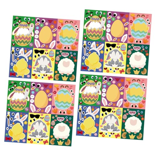 JOINPAYA 24 Blätter Osteraufkleber Kinderaufkleber Festivalaufkleber Cartoon-Aufkleber Kaninchen-Aufkleber Kaninchen- Dekorative Aufkleber Ostern-Puzzle-Aufkleber Osterdeko Papier von JOINPAYA