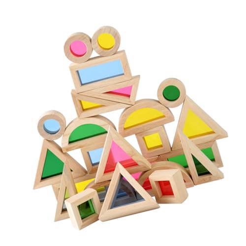 JOINPAYA 24 Stück Buntes Kaleidoskop Balancier Stapelspiel Lernspielzeug Für Geometrische Formen Spielzeug Balancierblöcke Spielzeug Balancierbausteine Rayan Spielzeug Für Holz von JOINPAYA