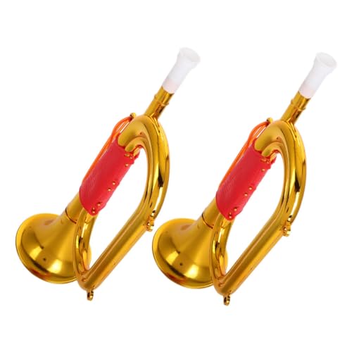 JOINPAYA 2Pcs Laden Sie Requisiten auf Kindermusikinstrument Horn Musikinstrument für Blasinstrument für Anfänger Trompete Trompetenspielzeug für Plastik Golden von JOINPAYA