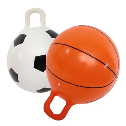 JOINPAYA 2St Flummi hüpfendes Spielzeug aufblasbarer Gymnastikball Springball mit Griff Kind hüpft hühner Spielzeug Kinder Sport Bälle in Basketballform Elastizität Springender Ball PVC von JOINPAYA