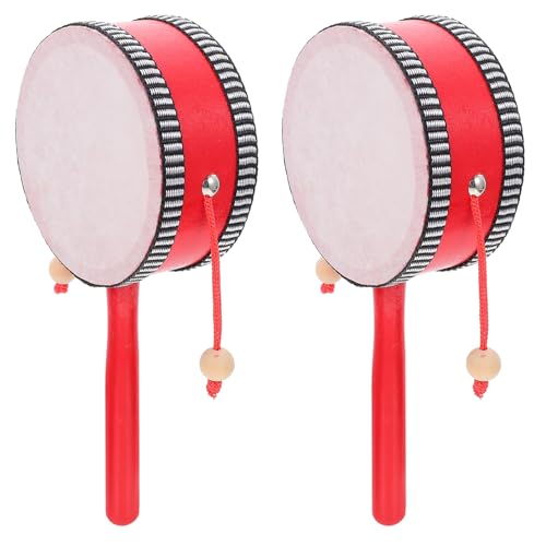 JOINPAYA 2St Wellentrommel musikinstrumente Handtrommel für kinderschlagzeug Tambourine trommeln traditionelle trommelförmige Rasseln Handrasseln hölzern von JOINPAYA