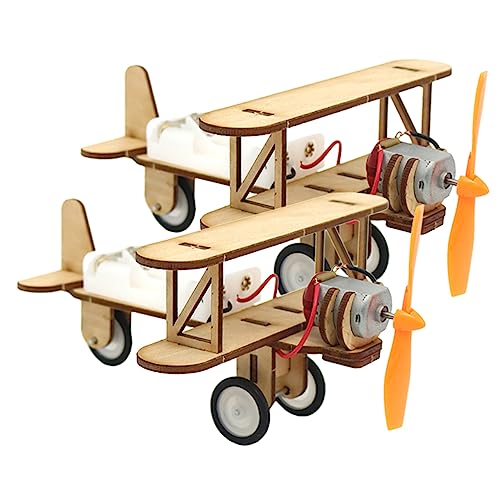 JOINPAYA 2Stücke Holzflugzeug DIY Montage Modell Für Handgefertigte Elektrische Pädagogisches Puzzlespielzeug Bastelspielzeug Für Kreatives Lernen Ohne Batterien von JOINPAYA