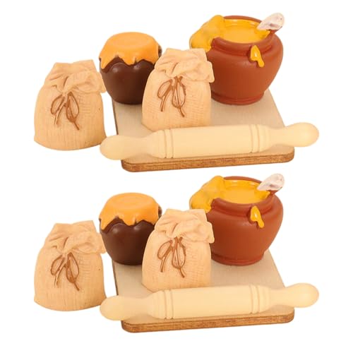 JOINPAYA 2er-Set Miniatur-Lebensmittelspielzeug, Puppenhaus-Miniaturen, Spielküchenzubehör, Mehl-Nudelholz und Honigglas, Modell-Puppenhaus- zum Backen und als Foto-Requisiten JOINPAYA 2er-Set Miniatur-Lebensmittelspielzeug, Puppenhaus-Miniaturen, Spielküchenzubehör, Mehl-Nudelholz und Honigglas, Modell-Puppenhaus- zum Backen und als Foto-Requisiten von JOINPAYA