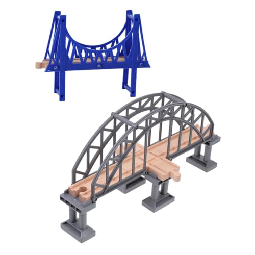 JOINPAYA 2st Bahngleisbrücke Dekoratives Brückenmodell Gleiszubehör Zugszenen-Layout-Requisite Gleiserweiterungsbrücke Modellbahn Zubehör Brückenmodell Selber Bauen Hängebrücke Hölzern von JOINPAYA