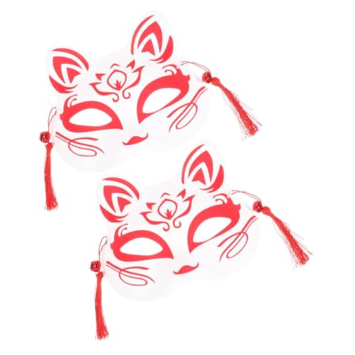 JOINPAYA 2st Fuchs Maske Maskerade Fuchsmaske Cosplay-kabuki-maske Kabuki-masken Japanische Fuchsmasken Festival-tiermaske Halbe Tiermasken Halloween-katzenmasken Tiermasken Für Kinder Pvc von JOINPAYA