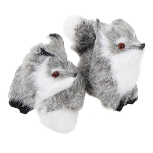 JOINPAYA 2st Kleine Fuchsverzierung Waldtierfiguren Plüschtier Fuchs Fuchs-Ornament Fuchsplüsch Simulation Plüschtiere Simulationstiere Kuscheltiere Aus Dem Wald Plüschfuchs Kunstfell Grey von JOINPAYA