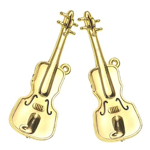 JOINPAYA 2st Mini-Geige Kleinkind Geige Anfänger Violine Spielzeuggeige Mini-Musikinstrument Instrumentenverzierungen Miniatur Gitarre Kindergeige Kleinste Geige Der Welt Golden Plastik von JOINPAYA