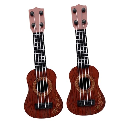 JOINPAYA 2st Mini-Ukulele Kinderspielzeug Musikalisches Gitarrenspielzeug Für Kinder Ukulele Spielzeug Für Kinder Lernspielzeug Für Kleinkinder Jungenspielzeug Bass-Ukulele Plastik Brown von JOINPAYA